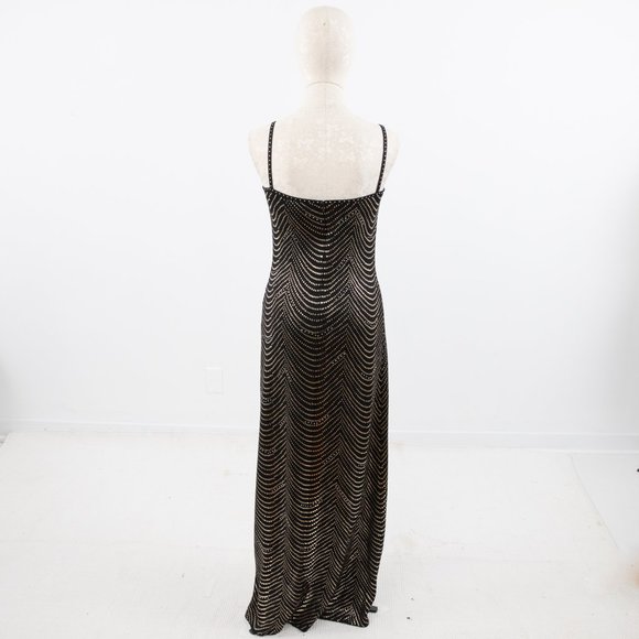 St.John M Santana Knit Gold Wave Formal Gown Black - Picture 3 of 8